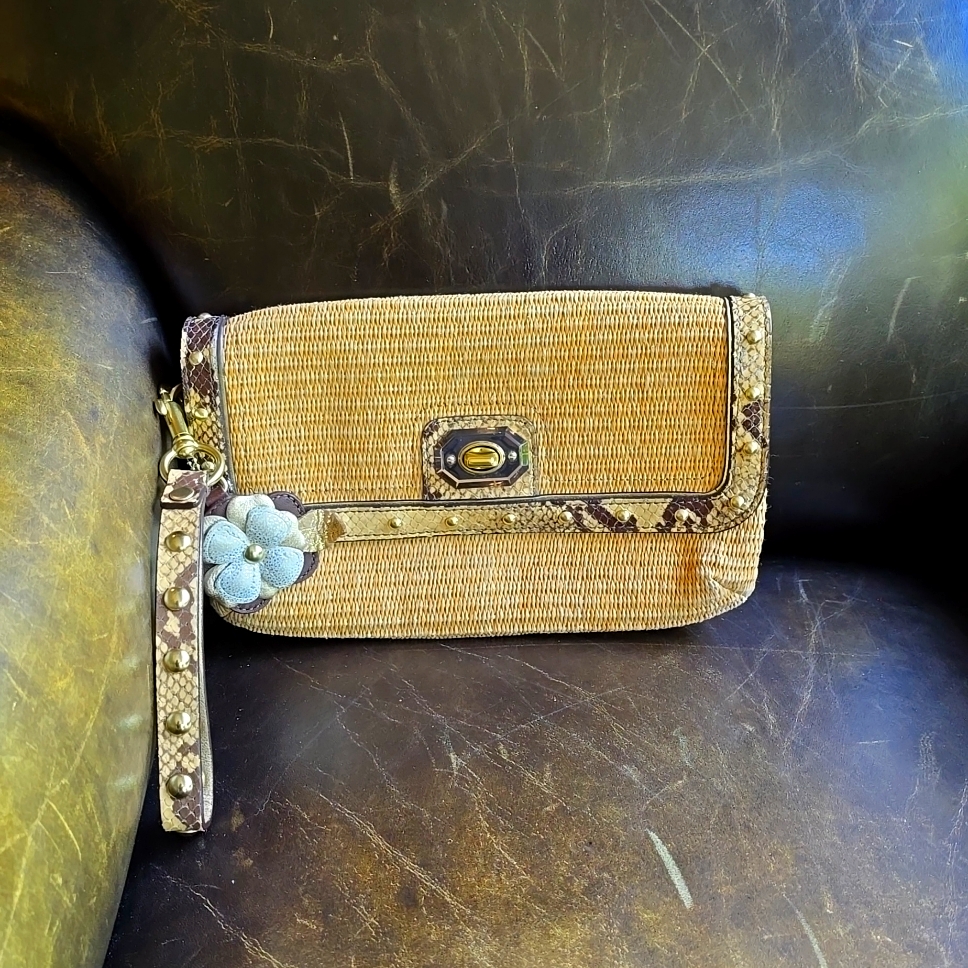 Coach Straw Python Clutch